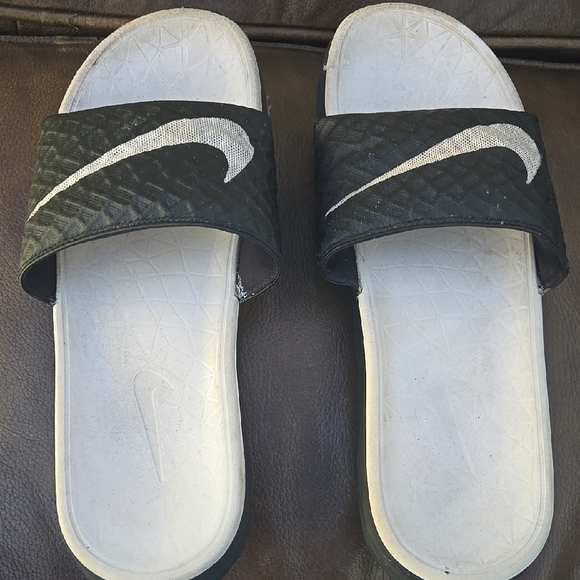 Nike Shoes - Nike Black and White Slide Sandals